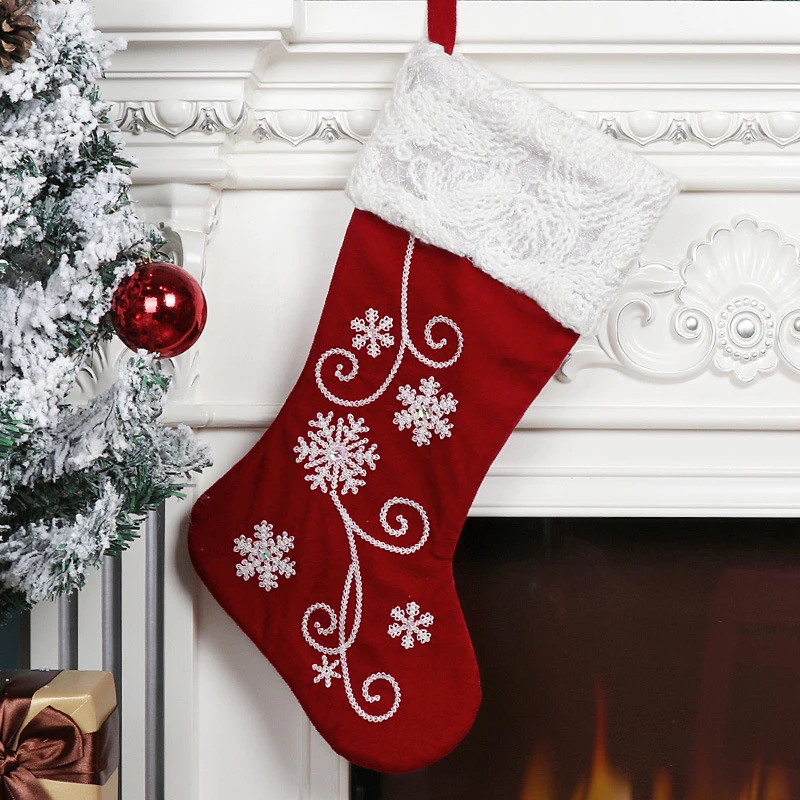 

Рождественские чулки, Подарочный пакет для конфет, украшение для камина в виде снежинок, высококачественное изысканное украшение для рожде...