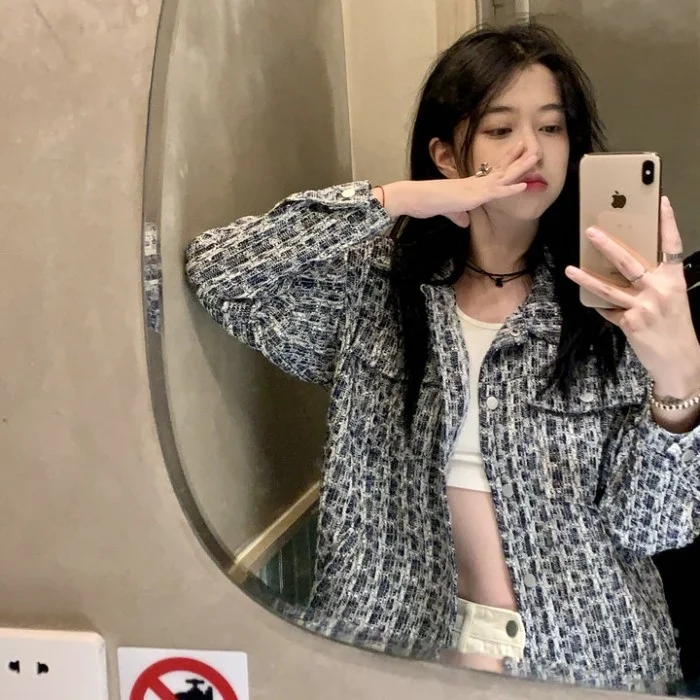 Женский клетчатый кардиган с длинным рукавом стильный модный топ в стиле ретро