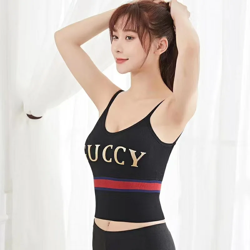 

2021 Lettered Sports Camisole Women's Underwear Beauty Back Wrap-around Sleeveless Backless Base Tops