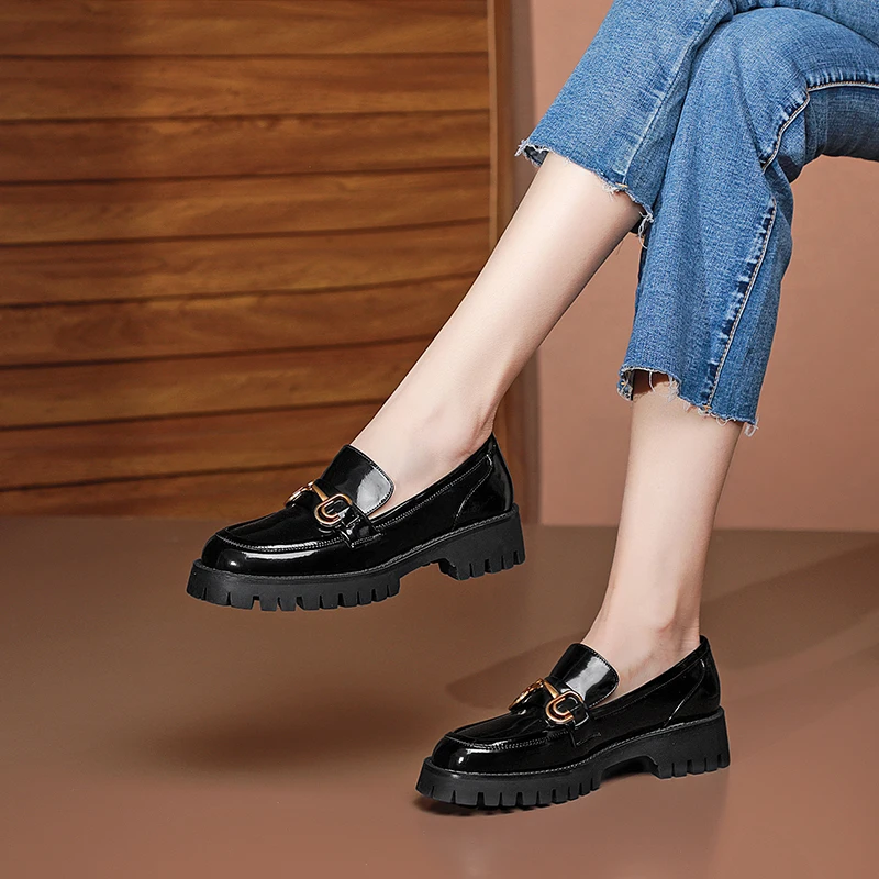 

GD-time Women Platform Pumps Leather New Women Ankle Boots Chunky Heels Round Toe Autumn Winter Female Luxury Designer