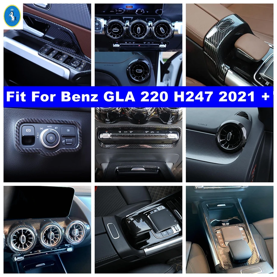 

ABS Carbon Fiber Look Interior Refit Kit Lift Button / Air AC Vent / Gear Box Cover Trim Fit For Mercedes-Benz GLA 220 H247 2021