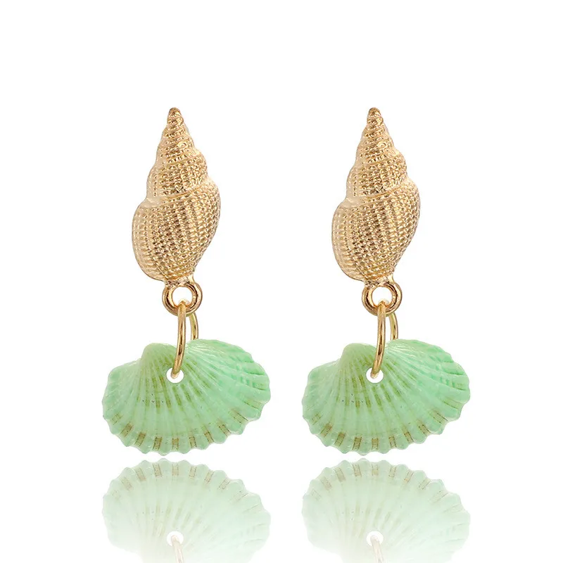 Мульти Цвет море серьги-капли из ракушки для женщин в форме раковины золото