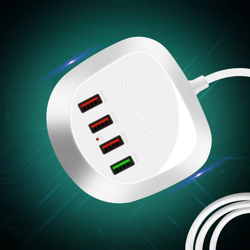

4-port USB Charger 45W QC3.0 Travel Wall Desktop Power Adapter Fast Charging Charger HUB Universal Phone Quick Charge Adapter