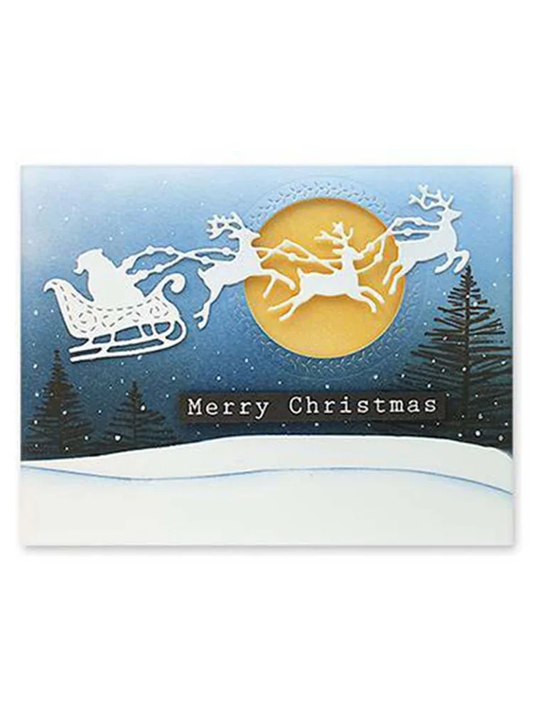 Сани Лось Рождество Санта Клаус металла резки штампы для карты DIY трафарет