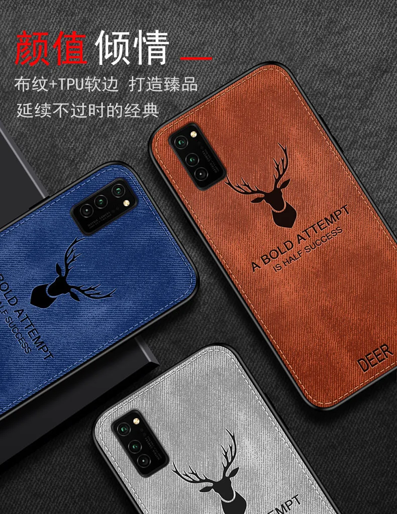 Чехол для Samsung Galaxy A31 мягкий ТПУ + жесткий тканевый чехол с оленем и ремешком