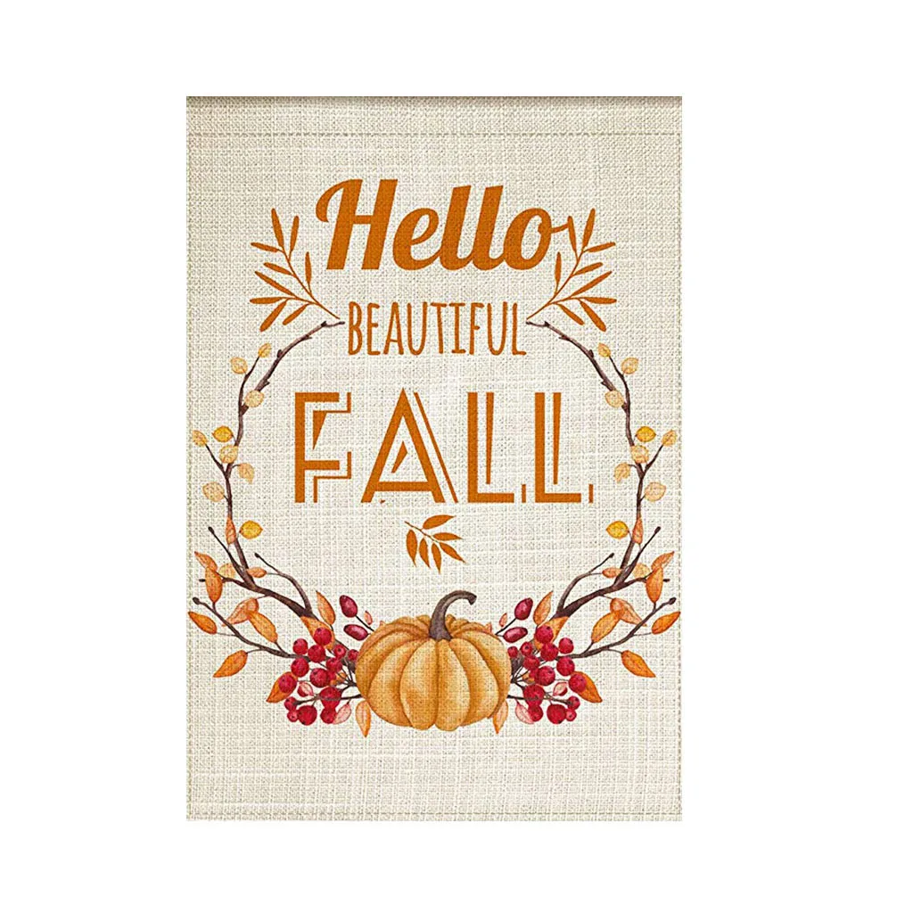 Счастливое Спасибо Давая осенний сад флаг двухсторонний льняной декоративный