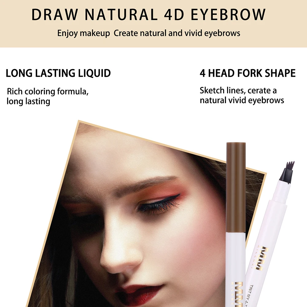 MILEMEI 4 Color 3D Eyebrow Pencil Long Lasting Eyebrow Tattoo Pen Waterproof Facial Make up Cosmetics For Eyebrows Thicker TSLM1