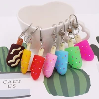 1pc cute resin gummy ice cream keychain for woman candy color charms keyring girls earphone cover jewelry wedding party gifts