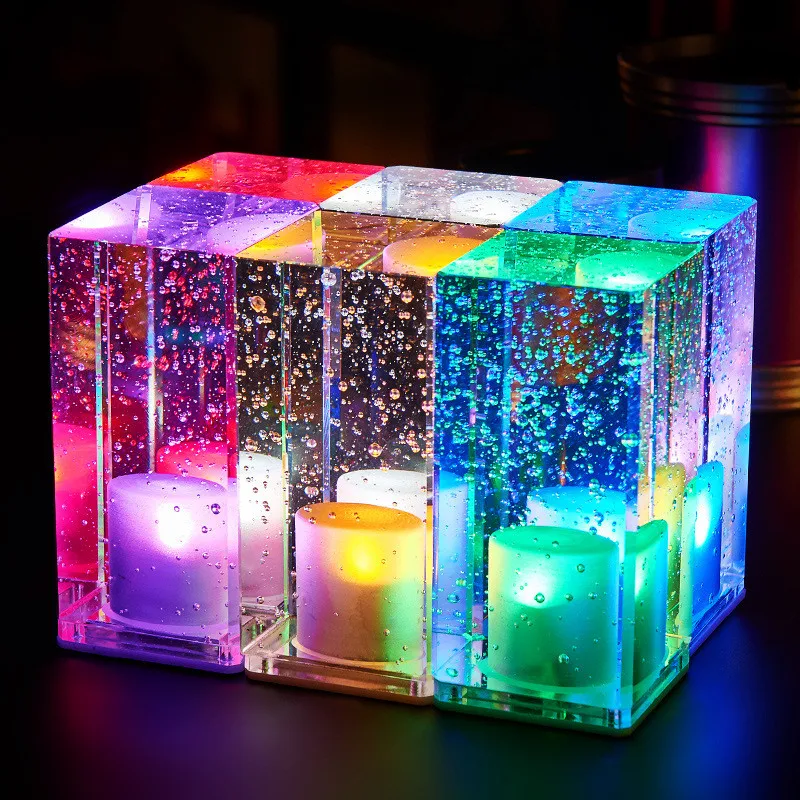 New Crystal Night Lamp of 2019 Creative LED Charging Table Lamp KTV Bar Lamp Square Crystal Table Lamp
