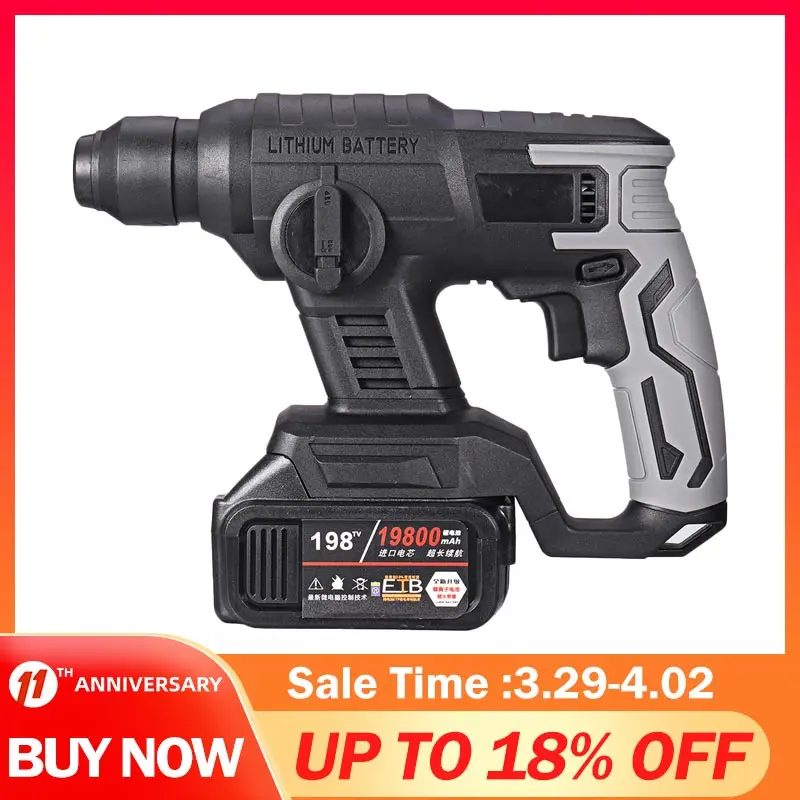 

Brushless Electric Rotary Hammer Multifunction Electric Heavy Duty Hammer Impact Power Drill Tool with 19800mAh Makita Battery