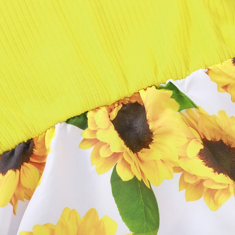 Летняя одежда для детей повседневное желтое красное платье маленьких девочек с