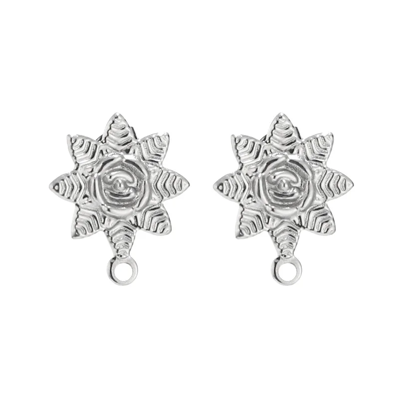 Серьги-гвоздики в форме цветка из нержавеющей стали золотого цвета с отверстием