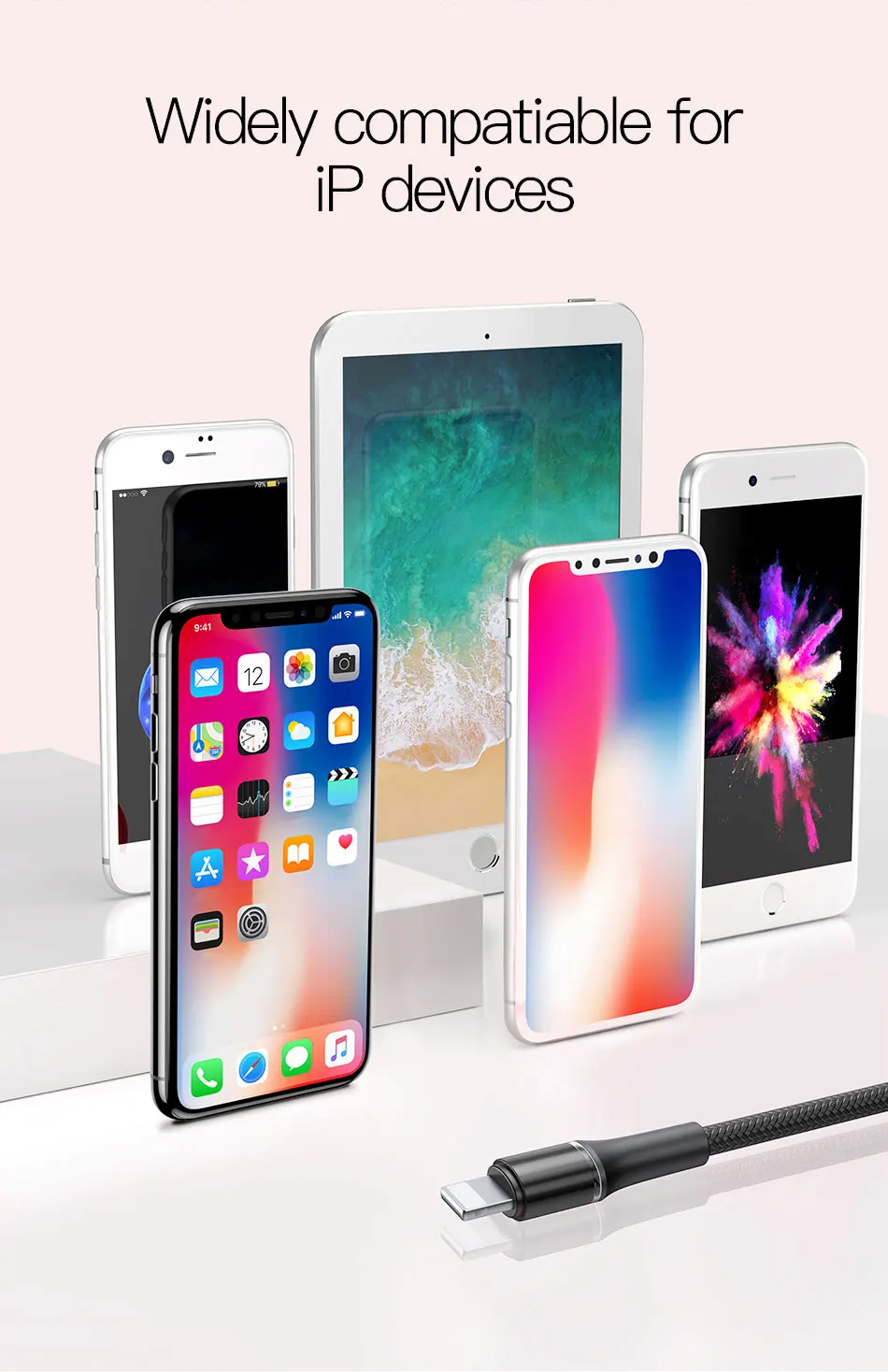 Baseus USB кабель для iPhone освещение Быстрая зарядка для iPhone Xs Max Xr X 8 7 6 6S 5 S iPad провод шнур зарядное устройство для мобильного телефона