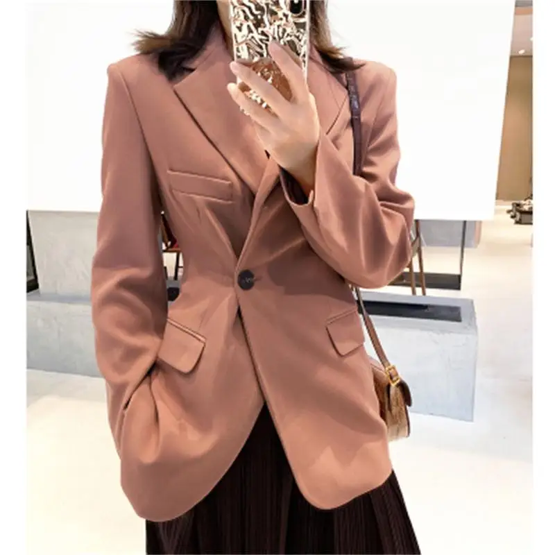 

Fashion Blazers Women jacket Spring New high quality Loose Retro Casual Korean style slim design niche French suit women top