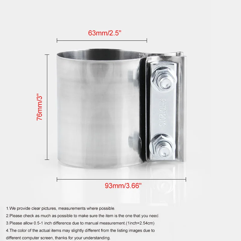 Зажим глушителя трубы 63 мм выхлопные 2 5 дюймов авто нержавеющая сталь