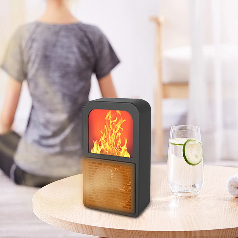 

3D Simulation Flame 400W Electric Heater Low-power Desktop Fan Intelligent Temperature Control Fashion Creative Heater 38D