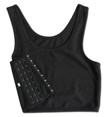 Flat Shaper плоская утяжка для груди Les корсет Tomboy нижнее белье для женщин бесшовный летний короткий жилет плюс размер Топ, бюстье - Цвет: Черный