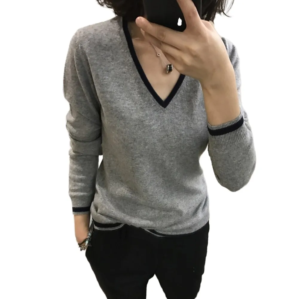 Tailor sheep winter cashmere sweater women's V-neck pullover thick female loose knit bottoming shirt | Женская одежда
