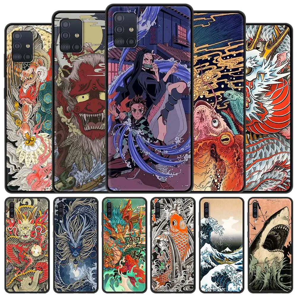 

Japan Wave Dragon Phone Case For Samsung Galaxy A51 A71 5G A72 A40 A32 A31 A30 4G A22 A21s A20e A20s A12 A11 A02s Cover Coque