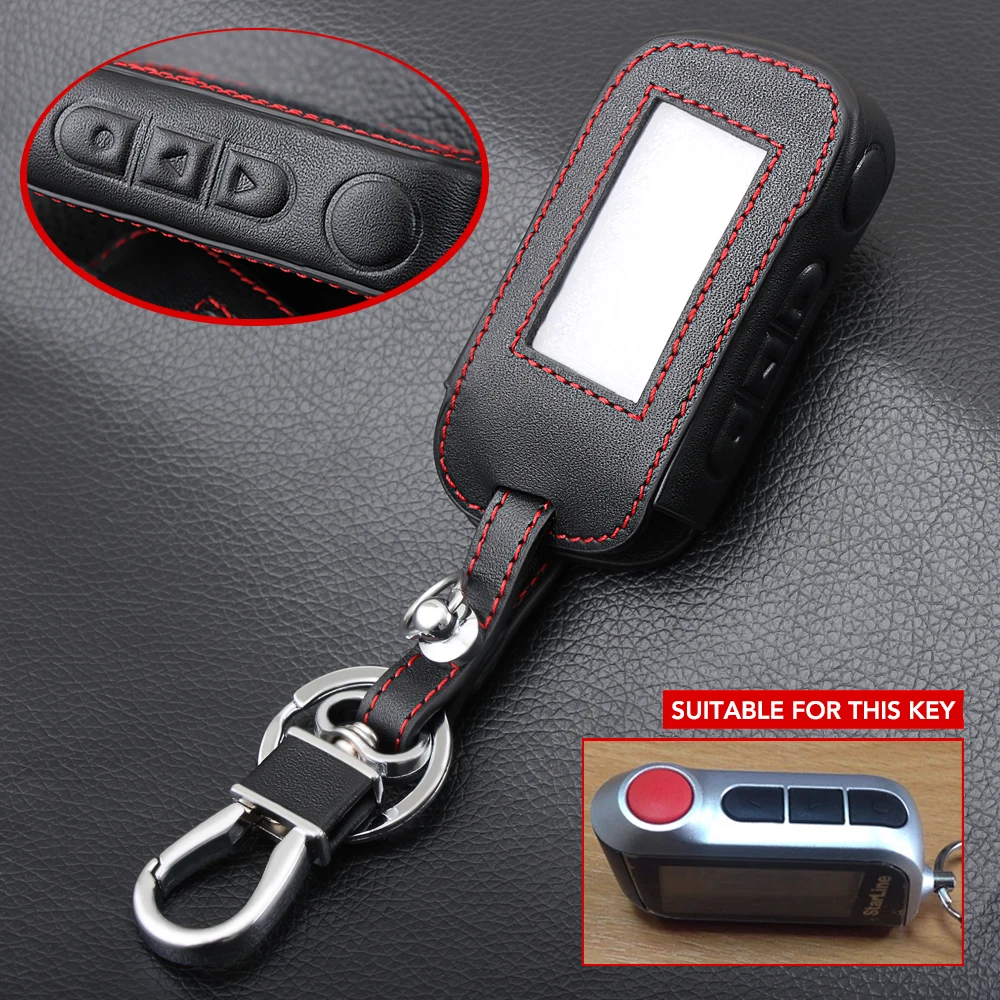 Кожаный чехол для автомобильного ключа Starline A93 A63 Русская версия Двусторонняя