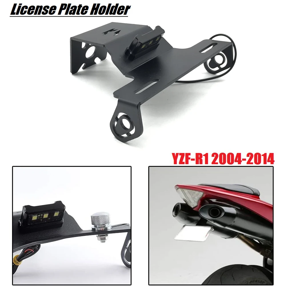

Алюминиевый держатель номерного знака CNC для мотоцикла, кронштейн, Устранитель крыла со светодиодной подсветкой для Yamaha YZF-R1 YZF R1 2004-2014