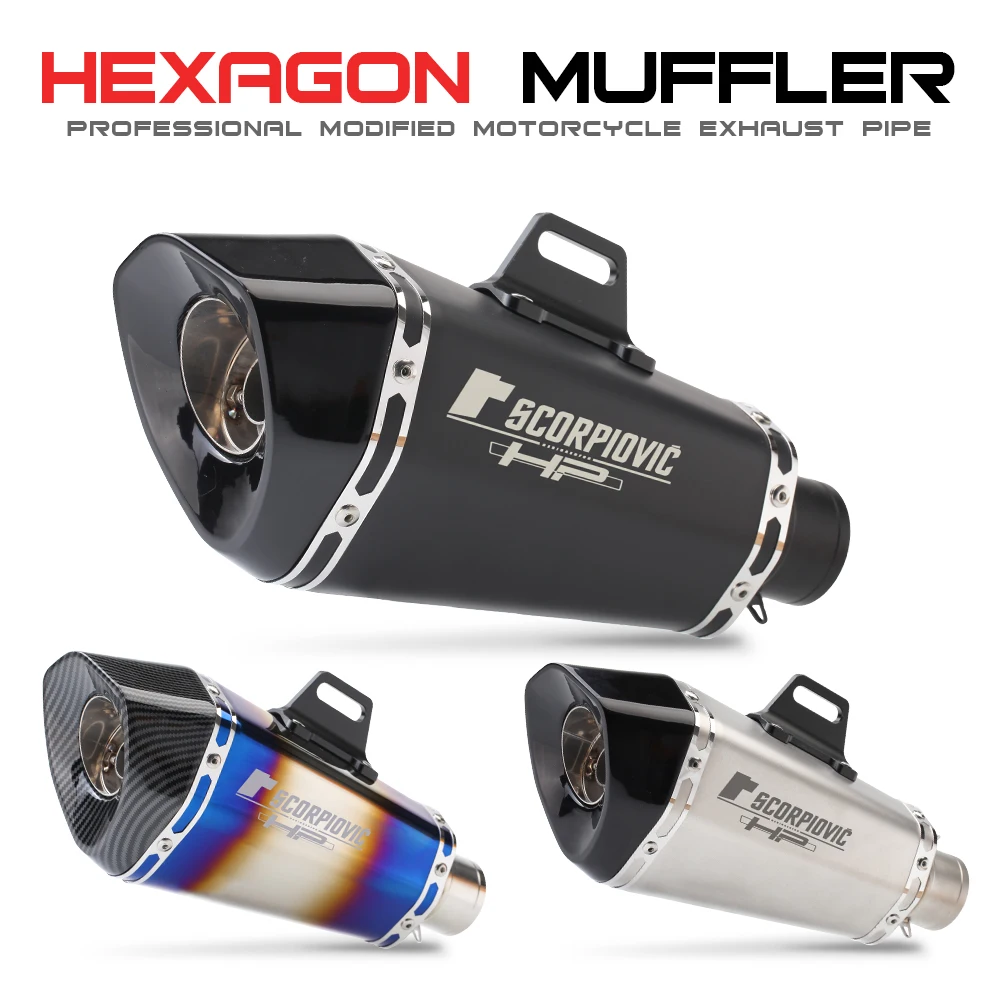 

Motorcycle modified exhaust pipe universal small hexagon muffler R6 FZ8 DUKE390 R25 MT07 MT09 YZF R1 R6 with DB Killer