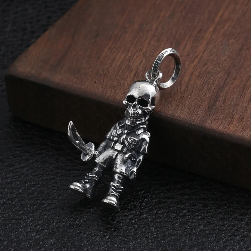 925 пробы серебряные ювелирные изделия Модный кулон креативный череп солдат