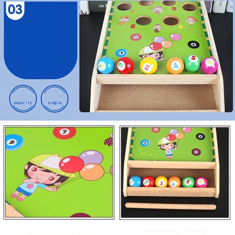 

Children Wooden Fun Billiard Game Toys Color Matching Cognitive Parent-child Interactive Toy for Kids Baby DXAD