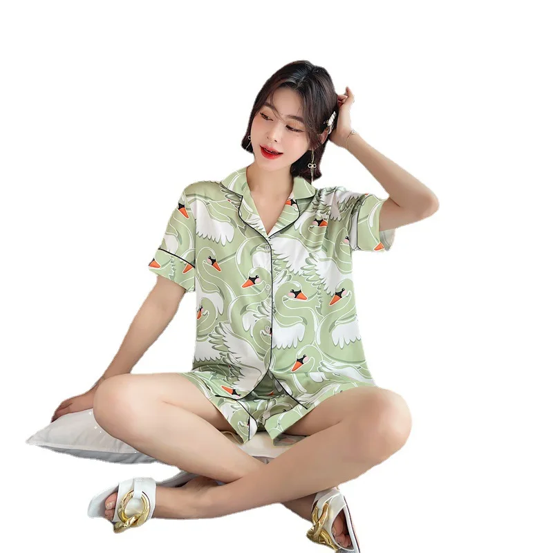 

Marple Women's pajamas2021 summer new ice silk pajamas thin short-sleeved shorts pajamas home pajamas pajamas for women