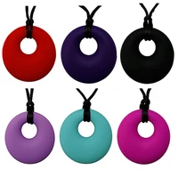 5pcs silicone round pendant baby teethers chewable necklace bpa free nursing chewelry food grade silicone