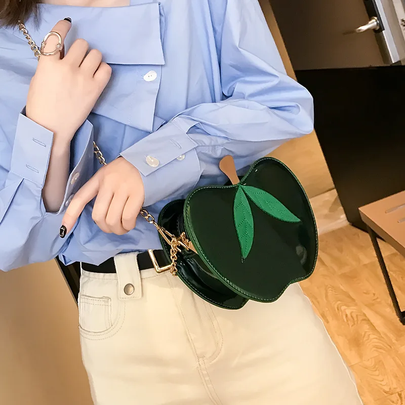 

Personality shiny female bag women apple shoulder bag fashion chain creative girl messenger small bag