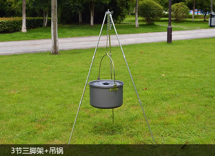 

Camping Tripod Fire Hanging Pot Outdoor Campfire Cookware Picnic Cooking Pot Grill
