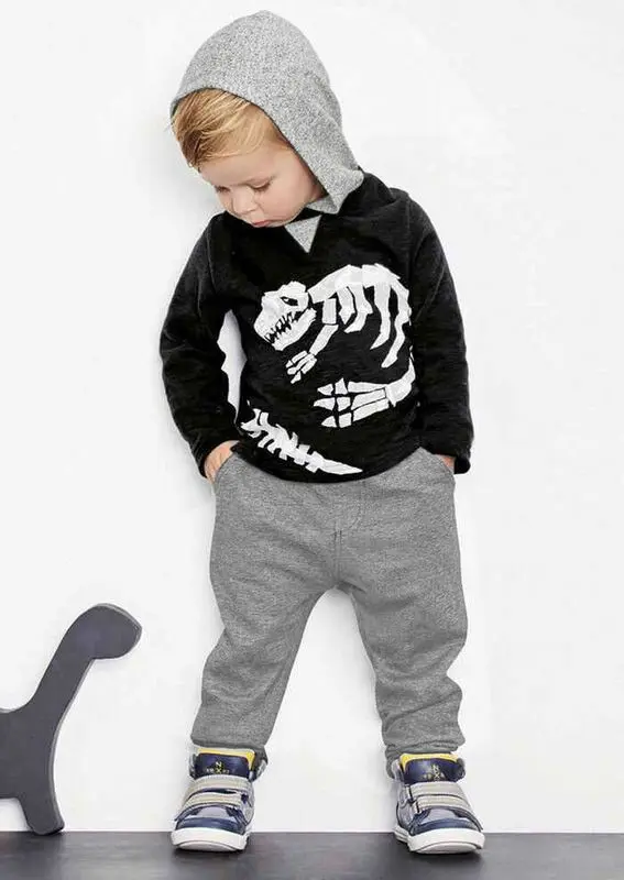 AU Stock Baby Boy Kids Dinosaur Hooded Clothes T-shirt Pullover+Pants Outfit Set | Детская одежда и обувь