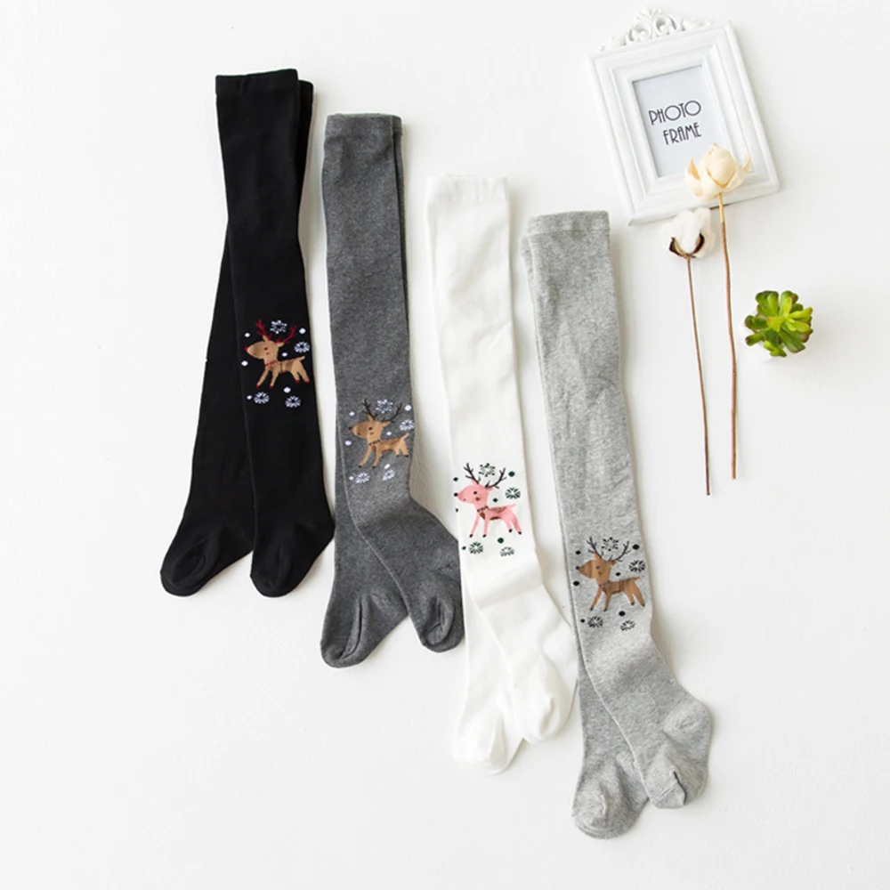 С рисунком рождественского оленя для маленьких девочек Колготки Детские колготы