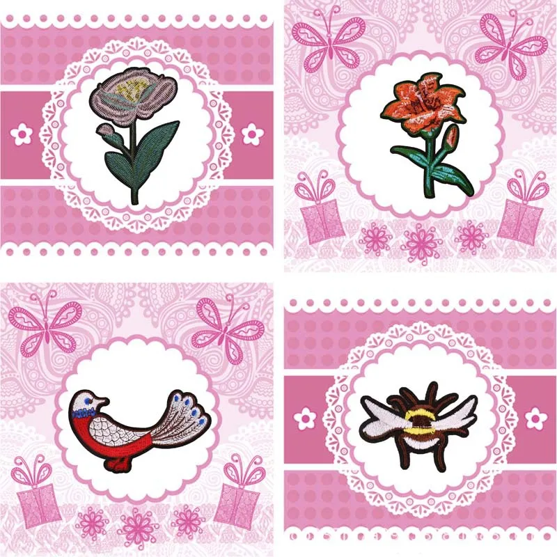 Красочные цветы и птицы Патч наклейка Утюг на Одежда DIY Аппликация вышитые