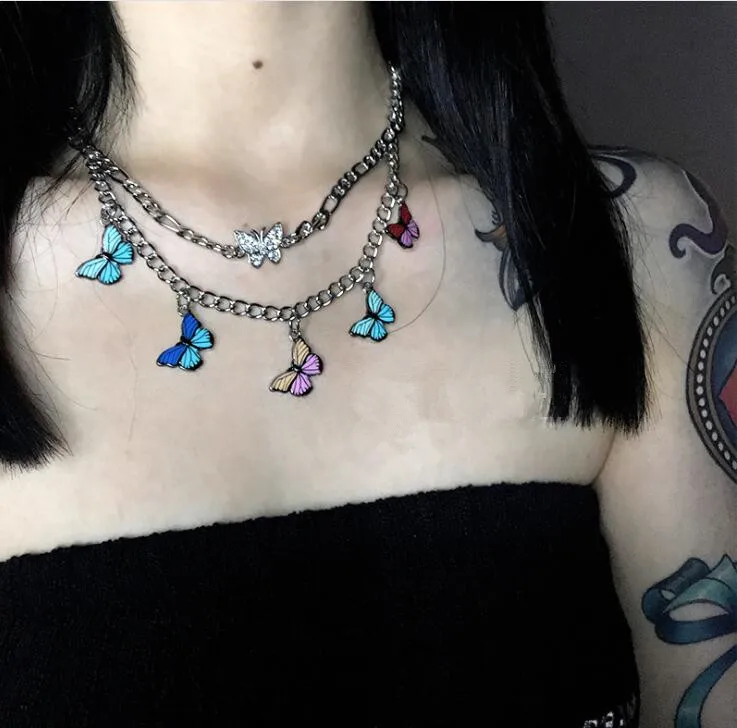 2020 эстетические аксессуары в стиле Харадзюку ожерелье цепочка с бабочкой 90s igirl