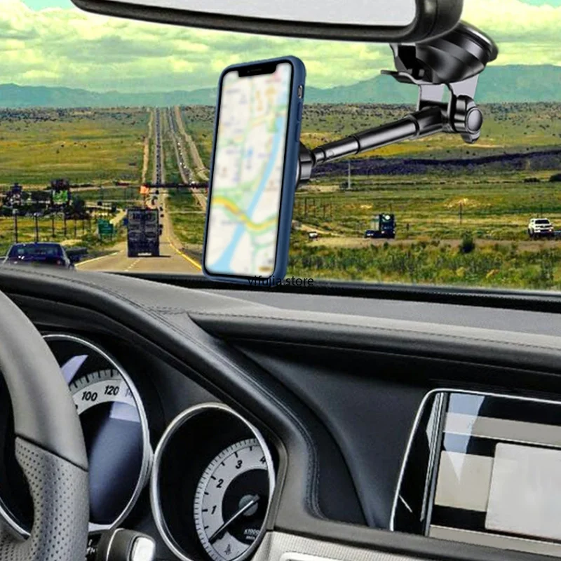 

Telescopic Magnetic Car Phone Rack Magnetic Phone Holder For Car Windshield Dashboard Mount With Cradle Arm Length1.77-5.11inch