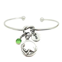 moon mermaid creative initial letter monogram birthstone adjustable bracelet fashion jewelry women gift accessories pendant