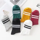 10 штук = 5 парпартия трикотажные носки из хлопка в полоску для женщин однотонные носки школа школьник Модный стильный принт в стиле Харадзюку носки TJ3018