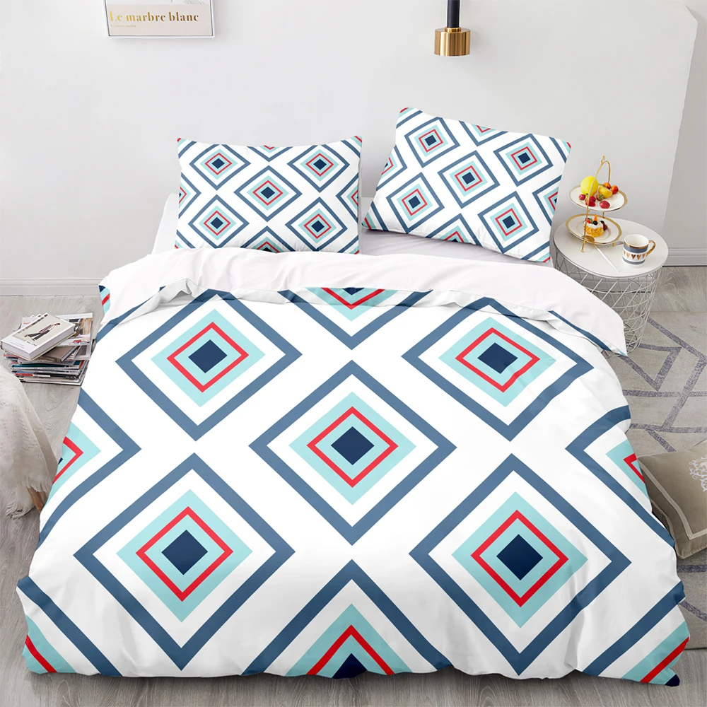 

Colorful Geometric Pattern Duvet Cover Set With Pillowcase,US 228x228 Quilt Cover,240220 Blanket Cover,King Size Bedding Set