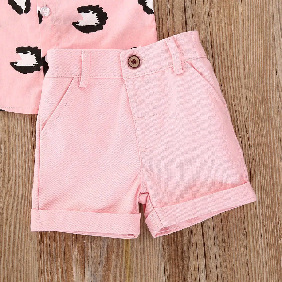 

Baby Boy Girl Clothing Sets Leopard Printed T Shirt Top with Bowknot + Shorts 6M-3Y Infant Toddler Casual Cotton Twill Outfit