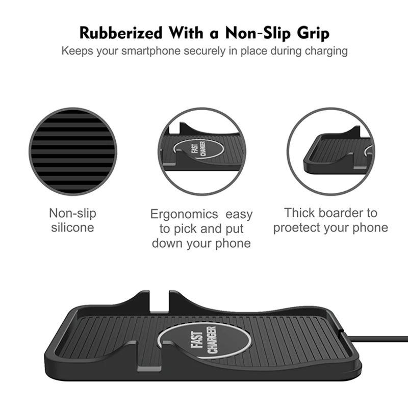 anti slip car qi wireless charger silicone pad with gps stand for apple iphone samsung xiaomi huawei 15w wireless quick charging free global shipping