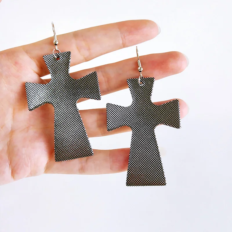 Cpop 7 узоров кожаные серьги с крестом геометрические неровности звезды капли воды