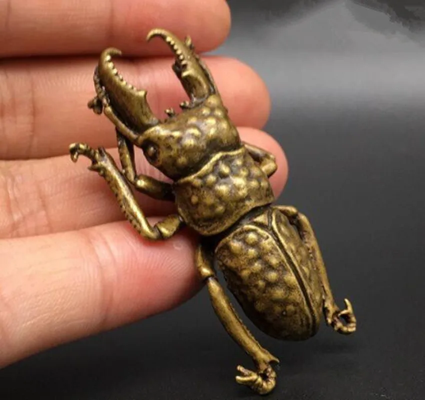 

Chinese archaize pure brass beetle small statue