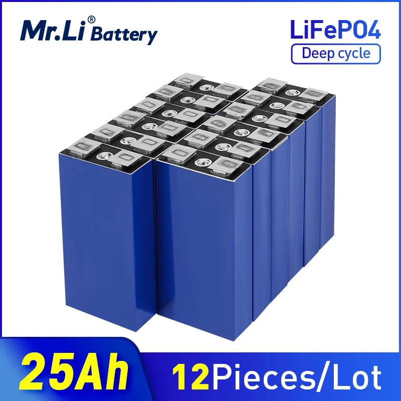 

Mr.Li 3.2V 25Ah lifepo4 battery cell 12pcs rechargeable battery Used in solar UPS low-speed electric vehicles EU US TAX FREE