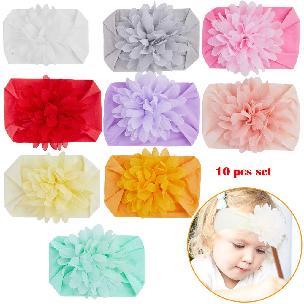 10 шт Девушки сплошной цвет повязка на голову для новорожденного младенца