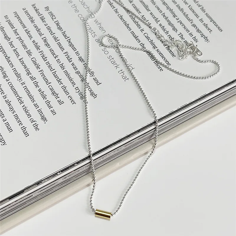 

Trendy Silver Color Bead Chain Choker Necklace for Women Girl Metal Geometric Link Chain Pendant Necklace Collares