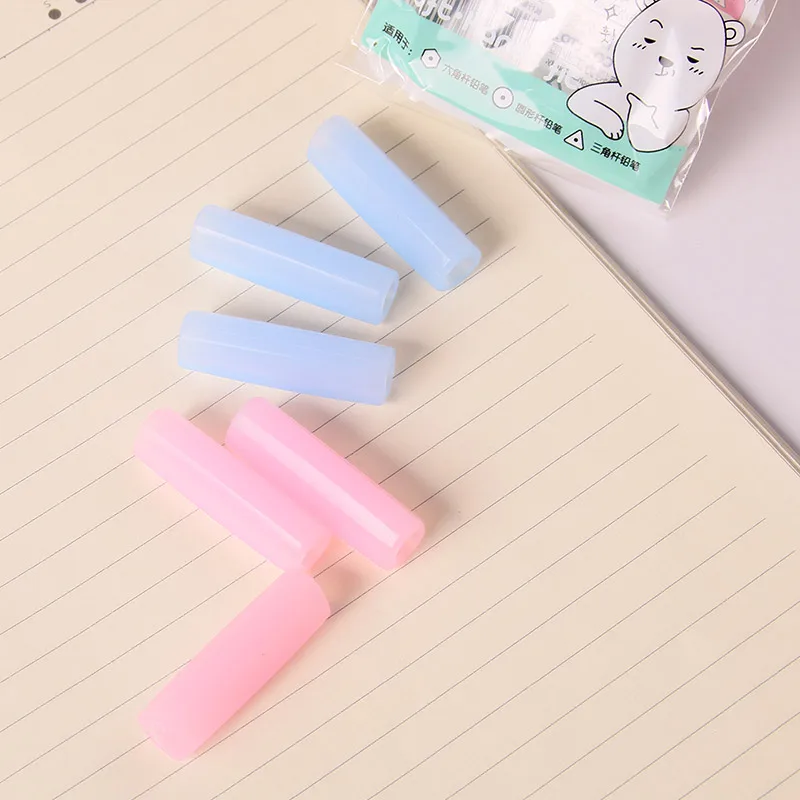 

6PCS Students Pen Holder Student Pencil Case Soft Rubber Corrective Grip Pen Case Pencil Protective Case 0492