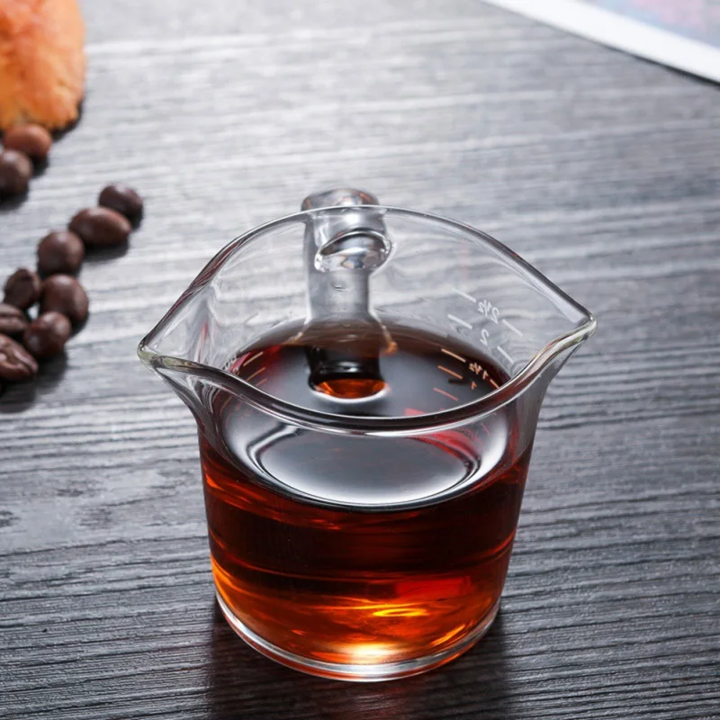 70ml Heat-resistant Glass Measuring Cup Jigger For Espresso Coffee Double-mouthed Ounce Small Milk With Scale Drinkware | Дом и сад