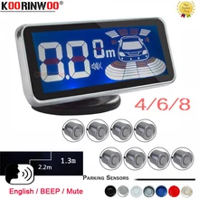Koorinwoo Electromagnetic LCD Digital Screen Car Parking Sensors 4/6/8 Radars Front Voice Buzzer Back Reverse Parktronic System